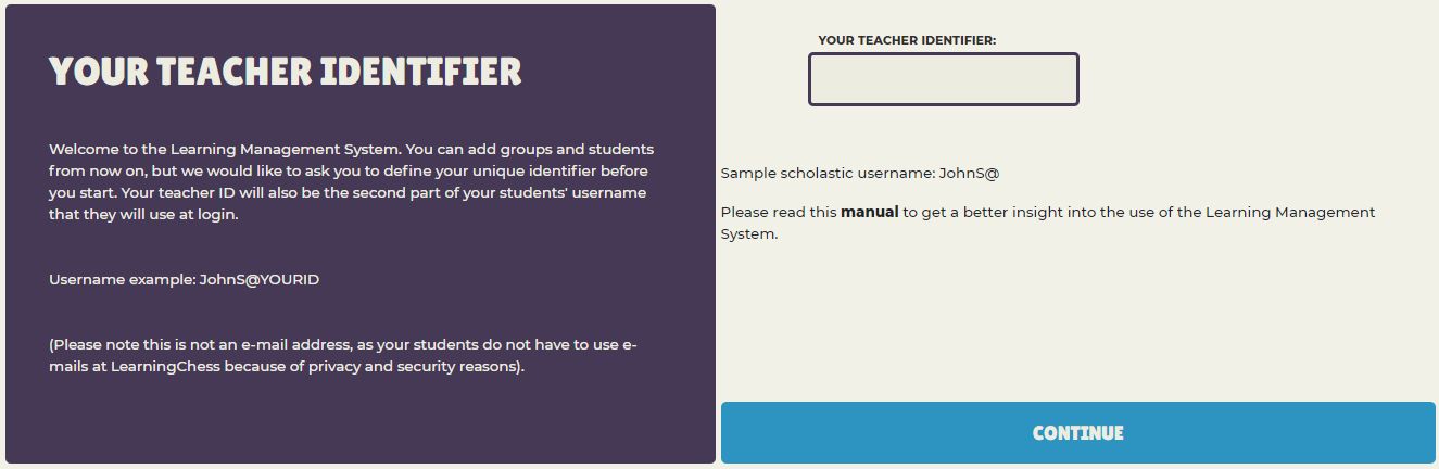 Learning Management - Define Scholastic Chess Teacher ID